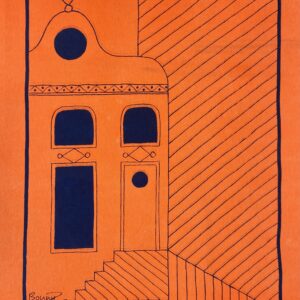 Clock gable - Blue & orange
