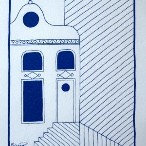 Clock gable - White & blue