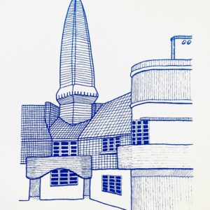 Het Schip Blue on White screenprint