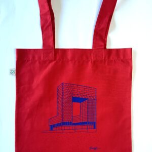 Pontsteiger tote bag Blue on Red